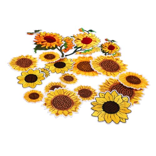 SEWOART 1 Set Sonnenblumen Stickerei Pailletten Fat Quarters Stoffbündel Kleidung Stickerei Schleifenaufkleber Sonnenblume Aufnäher Bügelflicken Filzstoff Hutaufkleber von SEWOART