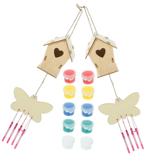 SEWOART 1 Set Vogelnest Aus Holz Vogelhaus Für Garten Draußen Bemalt Ihr Nest Dekorativ Selbstgemachte Dekorationen Vogelhaus Set DIY Holzhandwerk DIY Zufällige Farbe von SEWOART