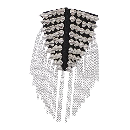 SEWOART 1 Stück Schulterklappen punker accessoires kleider klamoten Nietenzubehör Retro-Accessoires kleiber Kette MS Nieten-Schulterabzeichen Schulterabzeichen mit Quaste Eisen Silver von SEWOART