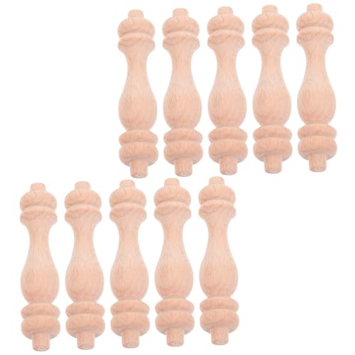 SEWOART 10 Stück Holzsäulen für Geländer und Treppen Unlackierte Spindeln mit Römischem Design für DIY Projekte und Miniatur Häuser zur Verschönerung von und Geländern von SEWOART