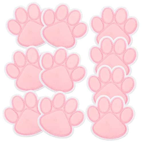 SEWOART 10 Stück Patch bestickt Kleiderdekoration genäht Applikationen Pfotenpflaster stickerpappier stickrahmen ziernieten aufkleber Aufnäher für Hundepfoten Taschenapplikation Stoff Rosa von SEWOART