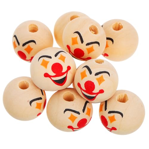 SEWOART 10 Stück Teiliges Clown Holzperlen mit Gelben Augen für DIY Schmuckherstellung Kreative Bastelperlen für Armbänder Halsketten Ohrringe Kindgerechte Sicher und Handlich von SEWOART