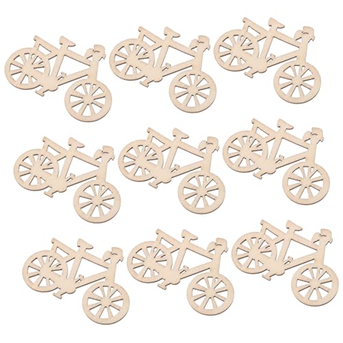 SEWOART 10 Stück Teiliges Natürliche Holz Fahrrad Formen Bastelchips Unbemalt Glatte Kanten Sicher für DIY Handwerk Geschenkidee für Familien von SEWOART