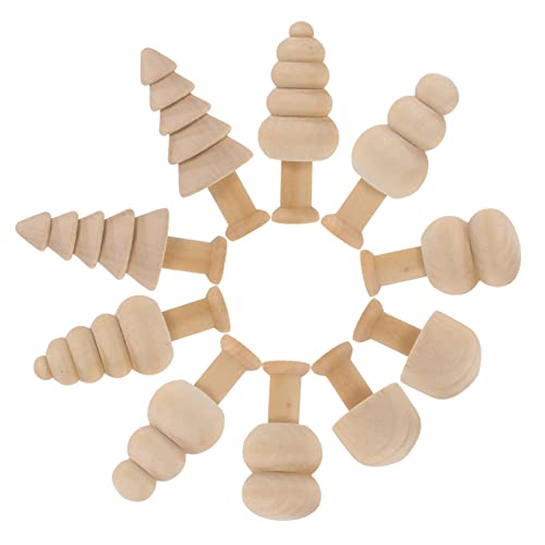 SEWOART 10 Stück Teiliges Unfertige Mini Holzbäume zum Bemalen Glatte Kanten DIY Bastelset für Tischdekoration Kreative Holzpilz Deko für Ostern und Weihnachtsfeiern Sicher und Vielseitig von SEWOART