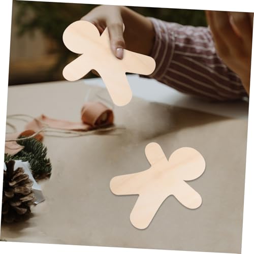 SEWOART 10 Stück Teiliges Weihnachtsdeko Holzscheiben mit Lebkuchenmann Naturbelassene Holzanhänger zum Basteln Glatte Oberfläche DIY Christbaumschmuck für Festliche Tisch und von SEWOART