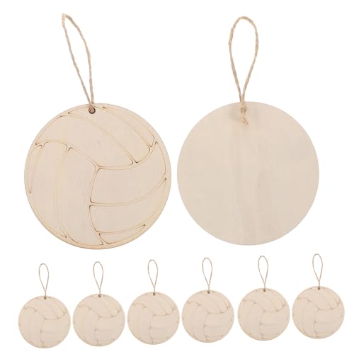 SEWOART 10 Stück Unbehandelte Holz Volleyball Ornamente mit Juteschnur für Diy Projekte und Volleyball Mottopartys Kreative Holzschnittchen für Dekorationen von SEWOART