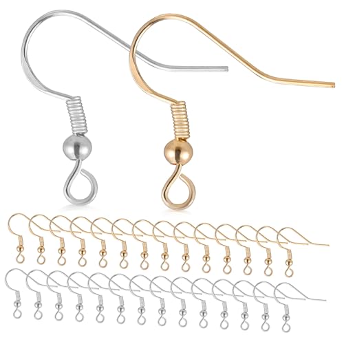 SEWOART 100 Paare Silber Ohrring Haken mit Transparenten Stoppern für DIY Schmuckherstellung Leicht Poliert Strapazierfähig für Damen und Herren für Alltag Party und Hochzeit von SEWOART