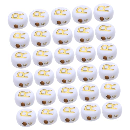 SEWOART 100 Stück Acryl Buchstabenperlen Weiß Gold Flach Rund Armband Schmuck Basteln Spacer Perlen für DIY Armbänder Halsketten Schlüsselanhänger SEWOART 100 Stück Acryl Buchstabenperlen Weiß Gold Flach Rund Armband Schmuck Basteln Spacer Perlen für DIY Armbänder Halsketten Schlüsselanhänger von SEWOART
