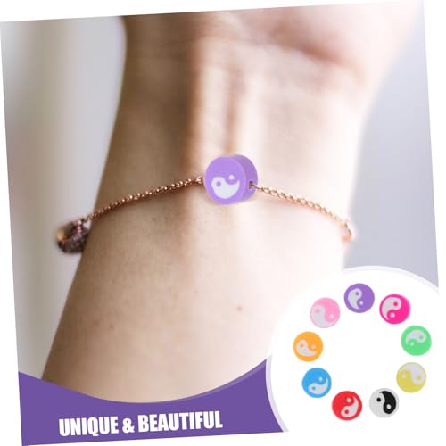 SEWOART 100 Stück Bunte Taichi Muster Polymer Tonperlen Flache Runde Spacer Perlen für Schmuckherstellung für DIY Armbänder Halsketten und Ohrringe Gemischte Lose Perlen für Kreative von SEWOART