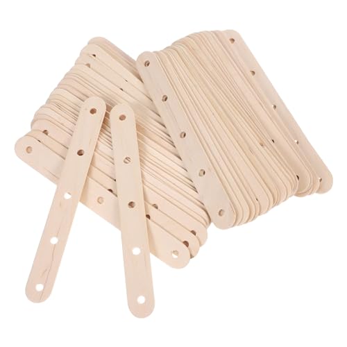 SEWOART 100 Stück Eisstiele aus Naturholz mit Löchern Stabile Holzstäbchen für Basteln Backen und Gestalten Langlebig und Vielseitig Einsetzbar von SEWOART