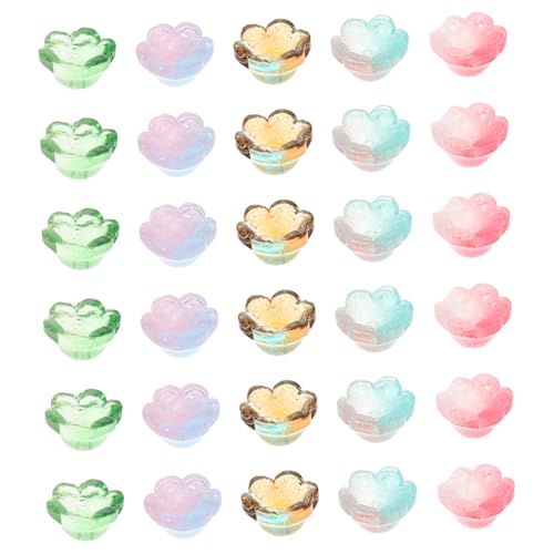 SEWOART 100 Stück Glasperlen Glockenblumen-Design mit Farbverlauf Langlebige Bunte Schmuckperlen für DIY Armbänder Halsketten Handgefertigte Blumen Bastelperlen Symbolische Lilienform für von SEWOART