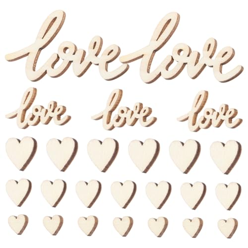 SEWOART 100 Stück Herzförmige Love Wood Chips Holz DIY Love Letter Pieces für Hochzeit Dekoration Romantische Wedding Heart Slices Wiederverwendbare Bastelverzierung für Festliche Anlässe von SEWOART