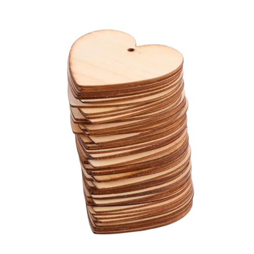 SEWOART 100 Stück Holzherz Deko mit Loch Glatte Kanten Unbehandelte Holzscheiben zum Basteln Bemalbar Langlebig für DIY Handwerk Hochzeit Weihnachtsdeko Familienprojekte von SEWOART