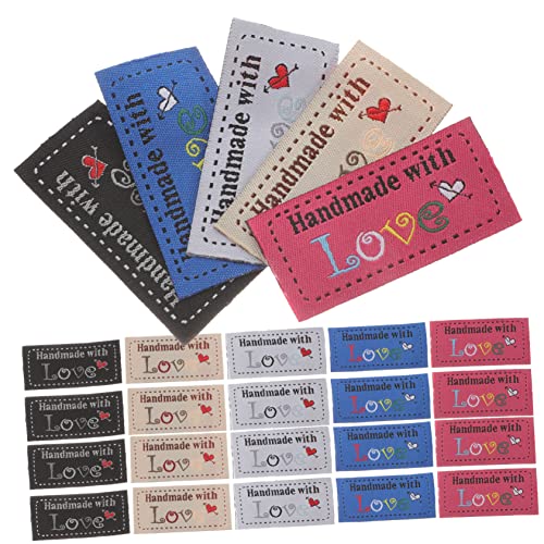 SEWOART 100 Stück Liebeslabel Gewebtes Label Farbig Nähen Von Etiketten Groß Basteln Etiketten Beschriftet Persönlich Aus Patch Quilt-etikett Artikel Stich Herz Baumwolle von SEWOART