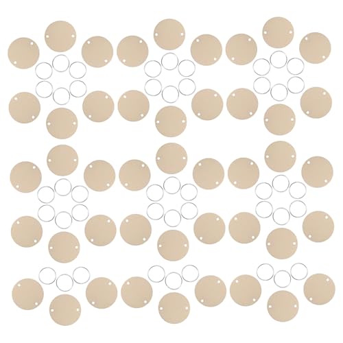 SEWOART 100 Stück Teiliges Runde Holzscheiben mit Löchern Naturbelassene Holzchips mit Rostfreien Metallringen Vielseitig für Kalender Geburtstagsanhänger Erinnerungen und DIY von SEWOART