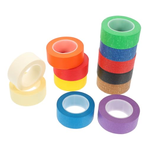 SEWOART 12 Rollen Abdeckband Kunstband Zeichenband Schüttgut schmücken Beschriftung maskieren pailettenband farbiges klebeband Malerband selber machen DIY art tapes strukturiertes Papier von SEWOART