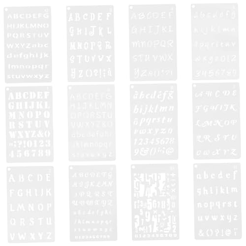 SEWOART 12 Stück Teiliges Buchstaben und Zahlen Schablonenset Wiederverwendbare Malvorlagen für Wandgestaltung DIY Türschilder Dekorative Schablonen für Home Decor und Hochzeitsdekoration von SEWOART