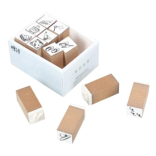 SEWOART 12 Stück Teiliges Holzstempel Set mit Cartoon Design für DIY Tagebücher Scrapbooking und Sommer Themen für Kreative Bastelprojekte und SEWOART 12 Stück Teiliges Holzstempel Set mit Cartoon Design für DIY Tagebücher Scrapbooking und Sommer Themen für Kreative Bastelprojekte und von SEWOART