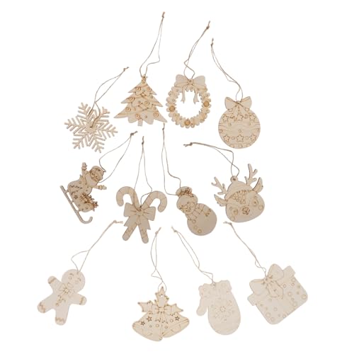 SEWOART 12 Stück Weihnachts-holzanhänger zum Bemalen Unbehandelte Holzscheiben mit Juteschnur Kreative DIY-holzdekorationen für Weihnachtsbaum Wiederverwendbare Bastel-Cutouts für von SEWOART