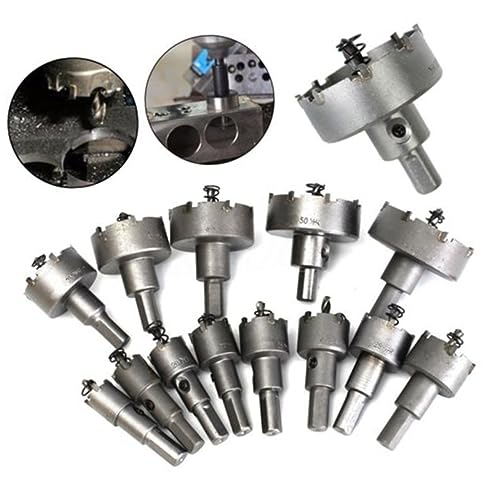 SEWOART 13Stücke Teiliges Hartmetall Lochsäge Set Für Metallbohrungen Präzise Und Verschleißfest Für Eisenplatten Kompatibel Mit Tischbohrmaschinen von SEWOART