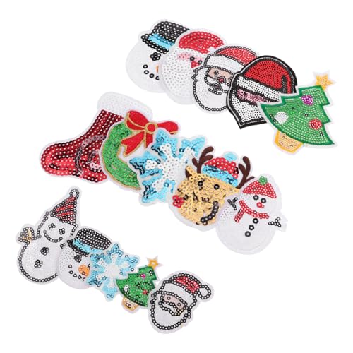 SEWOART 15 Stück Teiliges Weihnachts stickerei Schneeflocken Applikationen zum Aufbügeln Bestickte Stoffflicken für Kleidung Hüte Taschen DIY nähzubehör Festliche Weihnachtsdekoration von SEWOART