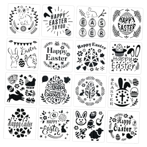 SEWOART 16 Blatt Ostern-Vorlage Ostern Schablonen für groß Frühlings-Malschablone Zeichnung Frohe Ostern-Schablone Malerei Malvorlage für Schablonen Vorlage das Haustier von SEWOART