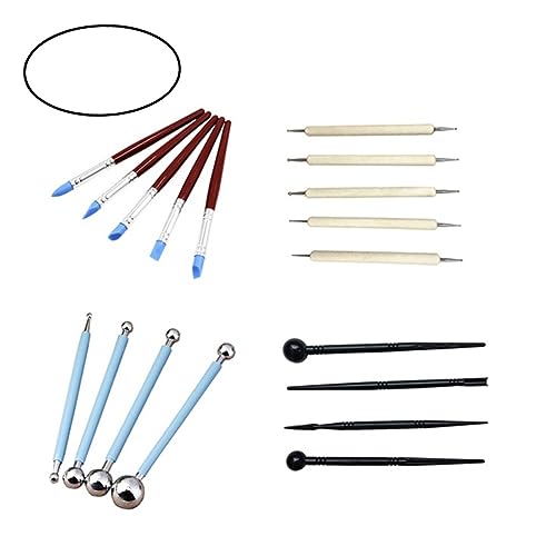 SEWOART 18 Stück Teiliges Set für Modellierwerkzeuge Polymer Professionelle Töpferwerkzeuge mit Gummigriffen und Edelstahlkugeln für Anfänger und Kreative Projekte der Töpferei von SEWOART