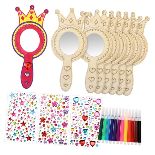 SEWOART 1Satz DIY Holzspiegel für Teiliges Bastelset mit Unfertigen Prinzessinnen Spiegeln Wasserfarben und Strass Aufklebern für Kindergeburtstagsfeiern SEWOART 1Satz DIY Holzspiegel für Teiliges Bastelset mit Unfertigen Prinzessinnen Spiegeln Wasserfarben und Strass Aufklebern für Kindergeburtstagsfeiern von SEWOART