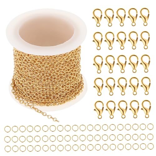 SEWOART 1Satz DIY Schmuckketten mit Karabinerverschlüssen und Offenen Ringen Gliederketten für Schmuckherstellung Hummerverschlüsse und Biegeringe Goldene Bastelketten SEWOART 1Satz DIY Schmuckketten mit Karabinerverschlüssen und Offenen Ringen Gliederketten für Schmuckherstellung Hummerverschlüsse und Biegeringe Goldene Bastelketten von SEWOART