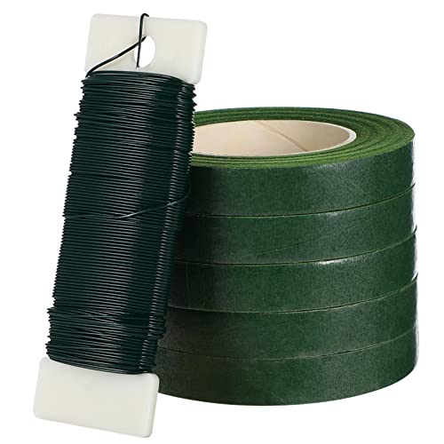 SEWOART 1Satz Floristik mit Draht und Bändern Tiefgrünes Klebeband Grünem Draht für DIY Blumenarrangements Kränze und Bastelprojekte Vielseitig Einsetzbar SEWOART 1Satz Floristik mit Draht und Bändern Tiefgrünes Klebeband Grünem Draht für DIY Blumenarrangements Kränze und Bastelprojekte Vielseitig Einsetzbar von SEWOART