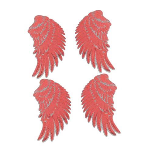 SEWOART 2 Paare Selbstklebende Gestickte Flügelapplikationen mit Funkelnden Pailletten für Kleidung und Taschen Diy Kostümdekoration Rot Vielseitige Verwendung für Partys und von SEWOART