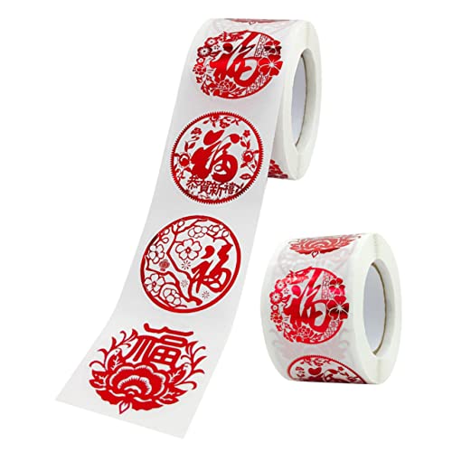 SEWOART 2 Rollen Chinesische Neujahrsaufkleber Fu Zeichen Stickerrolle Geschenkversiegelung Dekorative Etiketten für Umschläge und Geschenke Transparent Langlebig Festliche von SEWOART
