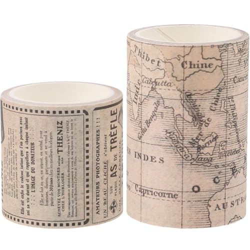 SEWOART 2 Rollen Vintage Dekoratives Klebeband Antikes Masking Tape für DIY Scrapbooking Hand Account Tape für Kreative Bastelprojekte und von SEWOART