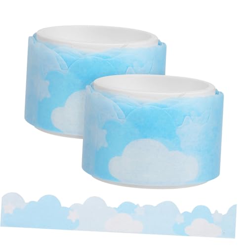 SEWOART 2 Rollen Washi Tape Dekoratives Klebeband Blau mit Wolkenmuster Dünnes Bastelband für Scrapbooking Journaling und Geschenkverpackungen Starker Einfache Anwendung Vielseitig von SEWOART