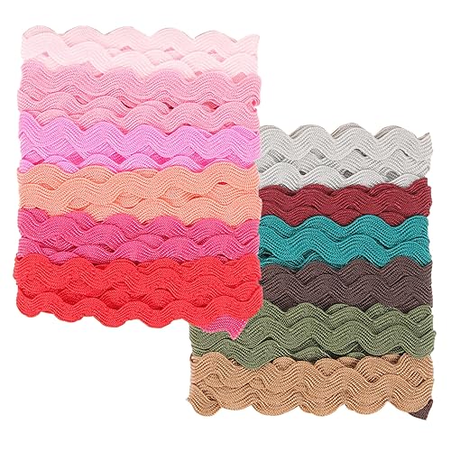 SEWOART 2 Rollen Wellenbesatzband Biegefransen für DIY Bastelprojekte Dekoratives Geschenkband für Bekleidung und Festdekoration Strapazierfähig und Knitterfrei von SEWOART