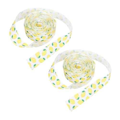 SEWOART 2 Rollen Zitronen Dekoband Blumenverpackungsband Obst Themenband Frühlingskranzband Blumenverpackungsband Dekoratives Geschenkband Zitronen Bänder Mit Drahtkante Polyester von SEWOART