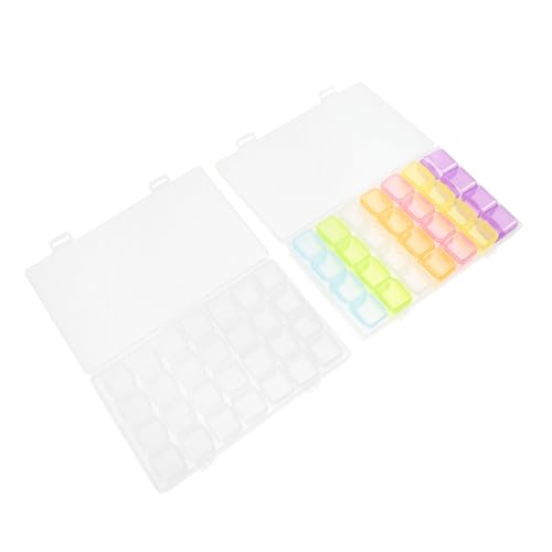 SEWOART 2 Sätze Mini Nagel Schmuck Aufbewahrungsbox Fächer Halbtransparent Nagelkunst Organizer Farbverlauf Transparent Nagelzubehör Aufbewahrung für Maniküre Zubehör von SEWOART