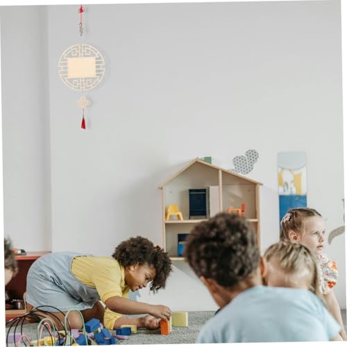 SEWOART 2 Stück Diy Chinesische Knoten Quasten Holzanhänger Teiliges Vorgebohrte Runde Holzscheiben mit Quadratischem Ausschnitt Traditionelle Basteldekoration für Klassenzimmer und von SEWOART