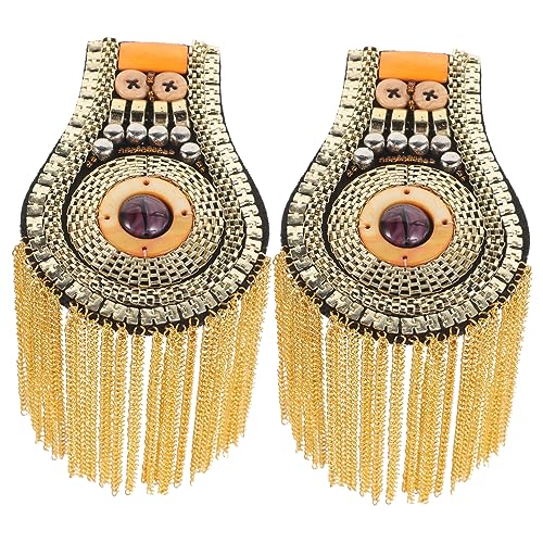SEWOART 2 Stück Handgefertigte Epaulettenquasten Schulter Quaste Epaulette Männer Epaulette Vintage Quaste Epaulet Strass Stoff Zubehör Epaulette Für Frauen Legierung von SEWOART