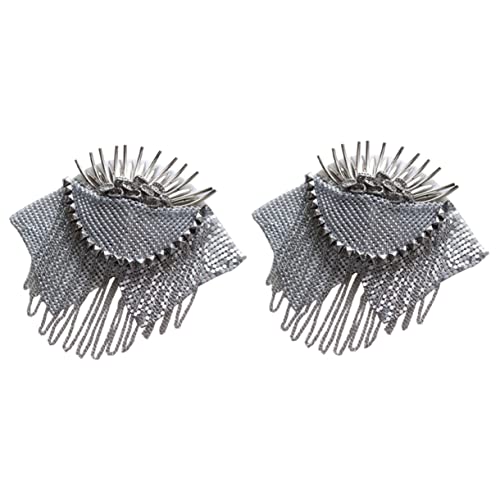 SEWOART 2 Stück Quasten Epauletten Bling Silber Schulterpolster Schulterkette Schulter Epauletten Borte Fransen Boutonniere Pins Epauletten Epauletten Quaste Epauletten Für Die von SEWOART