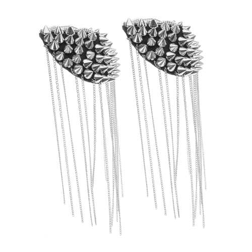 SEWOART 2 Stück Silberne Quasten Schulter Epauletten Punk Stil Metall DIY Abzeichen für Damen und Herren Robuste Dekorative Schulterklappen für Kostüme Partys und Modische Kleidung von SEWOART