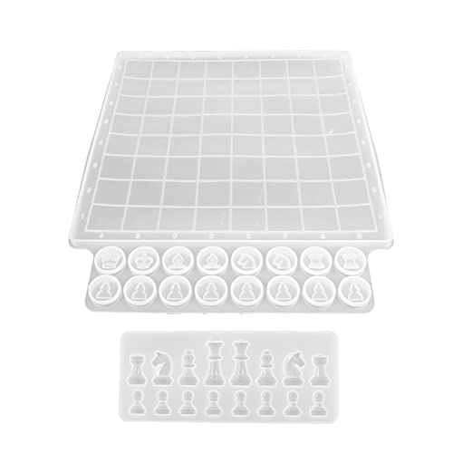 SEWOART 2 Stück Silikonform für Schachbrett und Schachfiguren Diy Epoxidharz Gießform für Kreative Bastelprojekte für Schmuck und von SEWOART