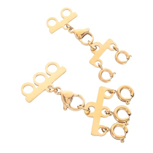 SEWOART 2 Stück Teiliges Schmuckverschluss Mehrsträngiger Halskettenverbinder mit Federmechanismus Goldfarbene DIY Anhänger für Armband und Halskette Langlebig und Einfach Verstellbar von SEWOART