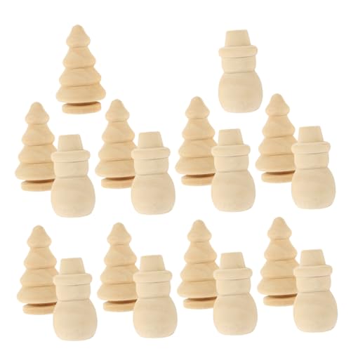 SEWOART 20 Stück Diy Weihnachtsbaumdekorationen Holz Unvollendete Schneemann und Weihnachtsbaumfiguren für Kreative Bastelideen Geeignet für Dekorationsprojekte von SEWOART