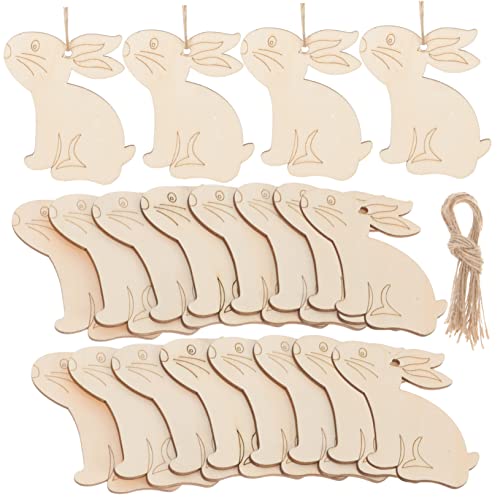 SEWOART 20 Stück Hase Selber Machen Partyzubehör Hasenversorgungen Karikatur Ausgestopfter Hase Hasengirlande Dekorationen Lieferungen Bausatz Kaninchen Holzbretter Leere Holzspäne Hölzern von SEWOART