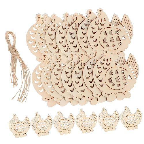 SEWOART 20 Stück Hase selber machen DIY Huhn Dekoration Holz-Graffiti-Material unfertige Holzspäne Osterdekorationen im Innenbereich Partydekorationszubehör Osterschmuck hölzern Beige von SEWOART