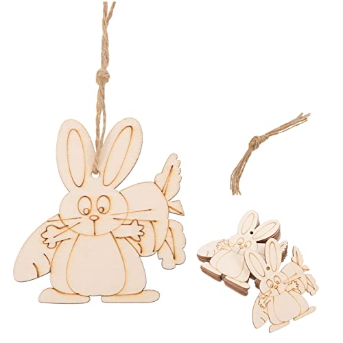 SEWOART 20 Stück Ostern Holzspäne für klein lackierbar Hase malen Ostern Geschenkideen DIY Ostern Dekoration Unvollendete Holzornamente unfertige Holzspäne Holz-Graffiti-Material Osterdeko von SEWOART