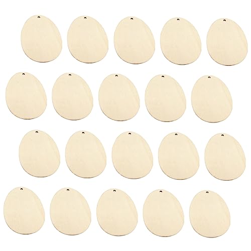 SEWOART 20 Stück Ostern Holzspäne hängend Ostereier Dekorationen Dekorativ Runden Bausatz holzhandwerk Holzanhänger zum Aufhängen Holzchips zu Ostern selber machen Kinderspielzeug hölzern von SEWOART