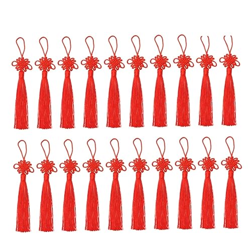 SEWOART 20 Stück Schlüssel Quasten China Bausatz Schlüsselbund Glocke Anhänger Schmuck Perlen Für Armbänder Loom-armband-kit Makramee-schnur Ornamente Chinesische Quaste Rot von SEWOART