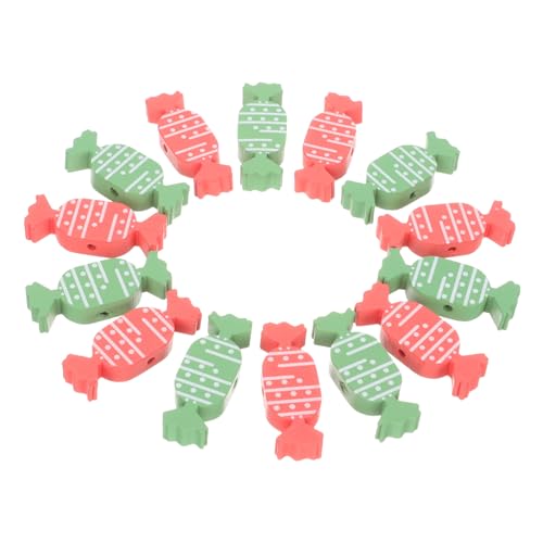 SEWOART 20 Stück Teiliges Holzperlen in Candy-form Bunte Spacer Beads für DIY Schmuckherstellung Holzperlen zum Basteln von Armbändern Halsketten Traumfängern und Weihnachtsdeko Rote Grüne von SEWOART